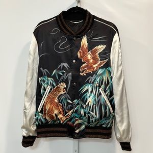 Harry Styles Eagle and Tiger Inspired Silk Bomber Jacket size XL
